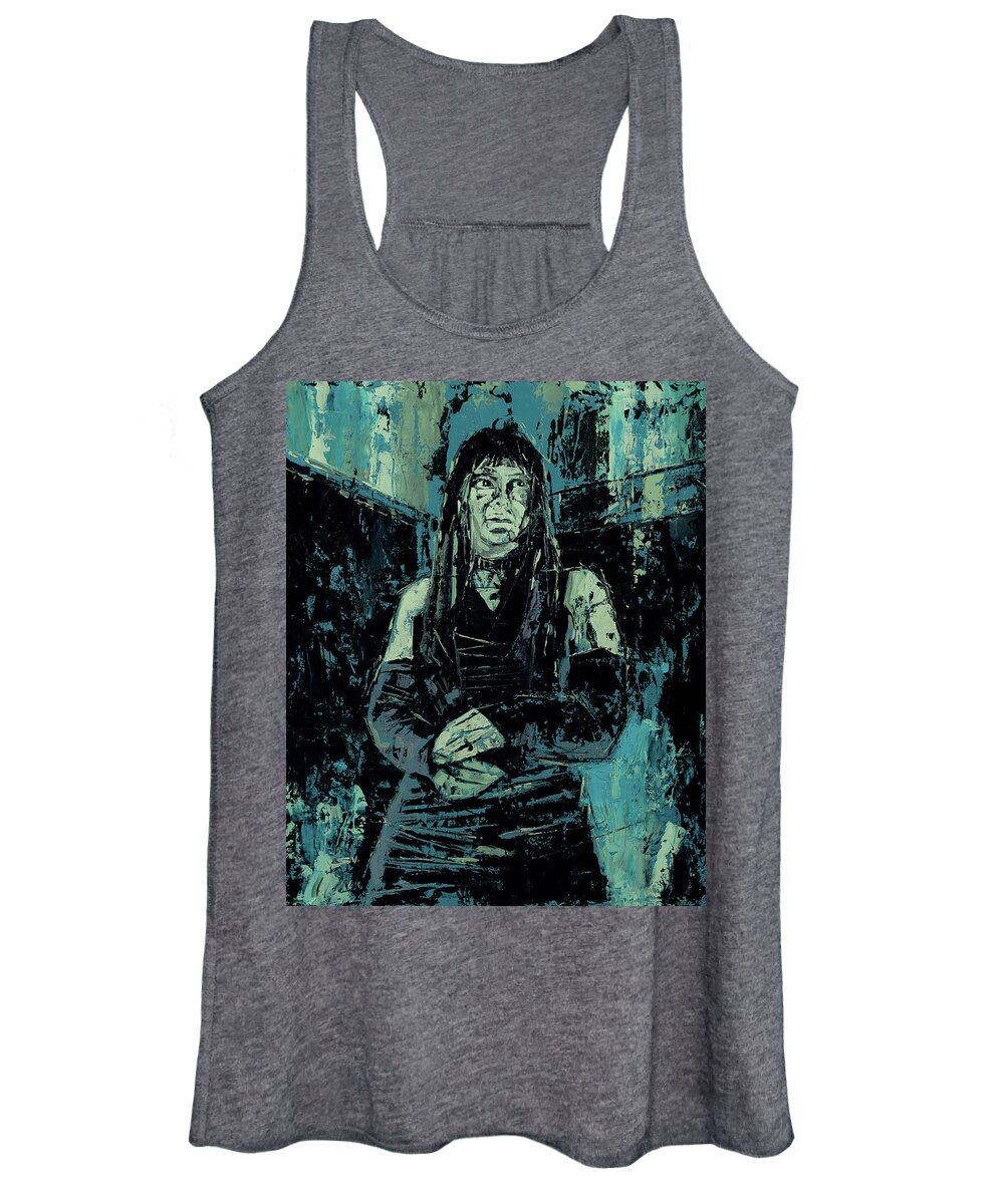 Dress Women's Tank Top featuring the painting Girl in Green Room by Sv Bell