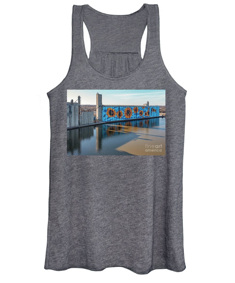 Mural Women's Tank Top featuring the photograph Glass City River Wall by Jim West