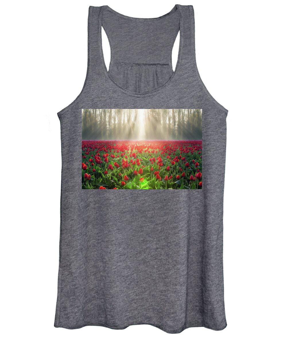 Tulips Women's Tank Top featuring the photograph Golden Hour Tulips by Michael Rauwolf