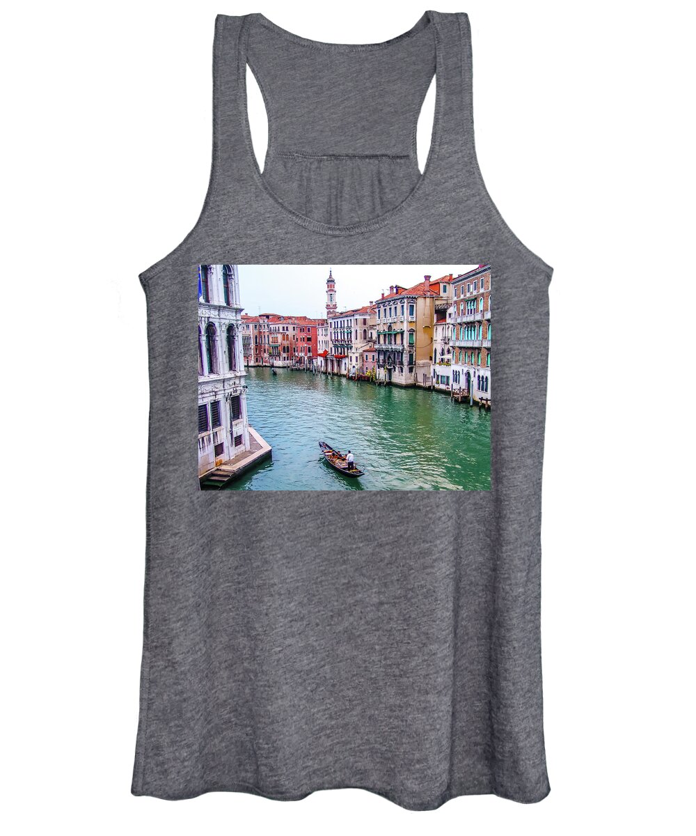 Gondola Venice Italy Canal Women's Tank Top featuring the photograph Gondola in Venice, Italy by David Morehead
