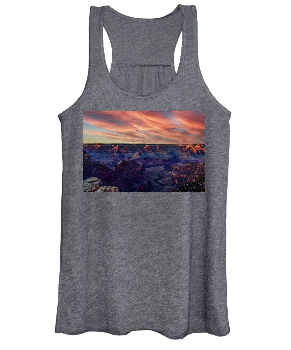 Grand Canyon Women's Tank Top featuring the photograph Grand Canyon - Sunset View from Bright Angel Lodge Area by Amazing Action Photo Video