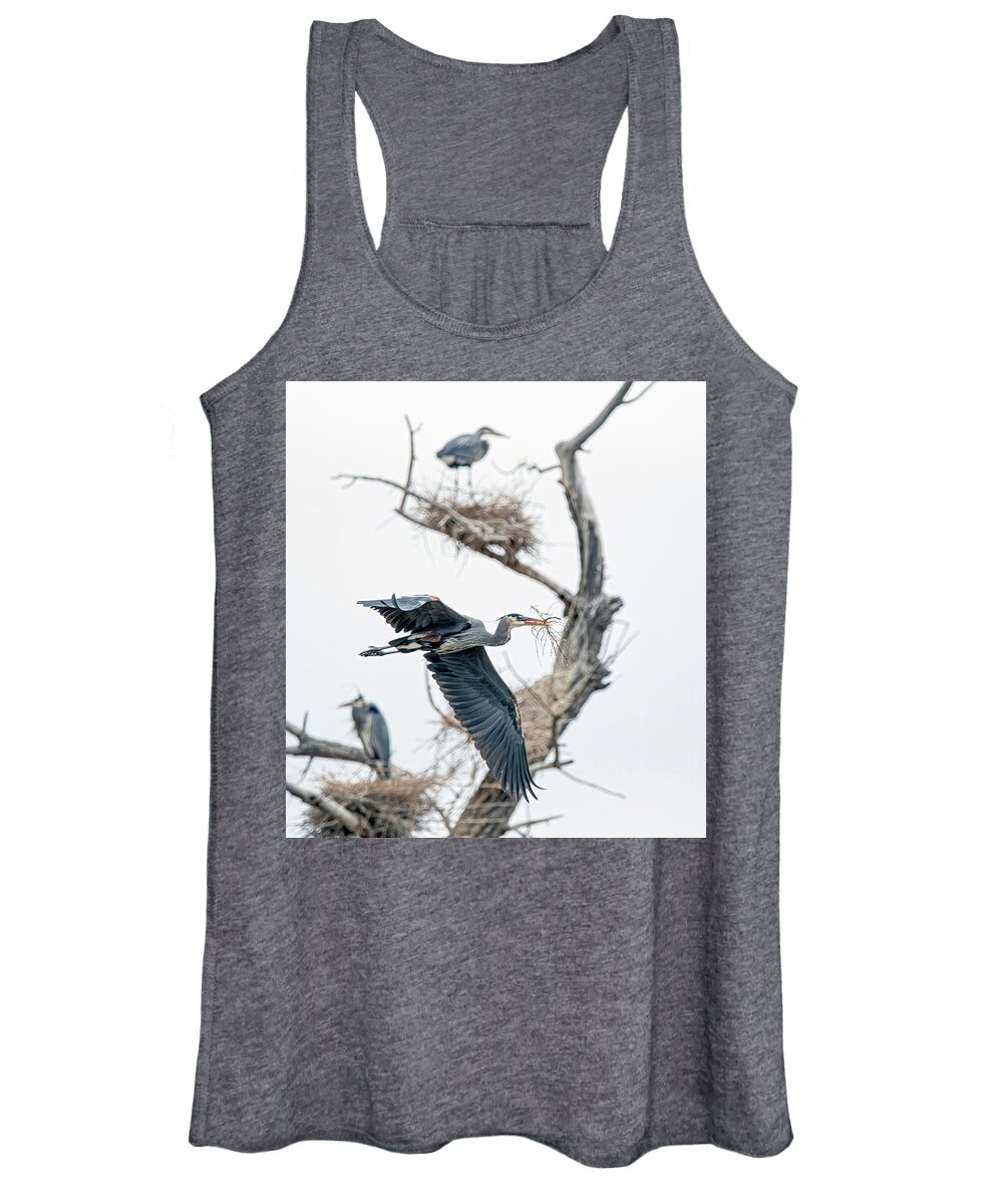 Stillwater Wildlife Refuge Women's Tank Top featuring the photograph Great Blue Heron 5 by Rick Mosher