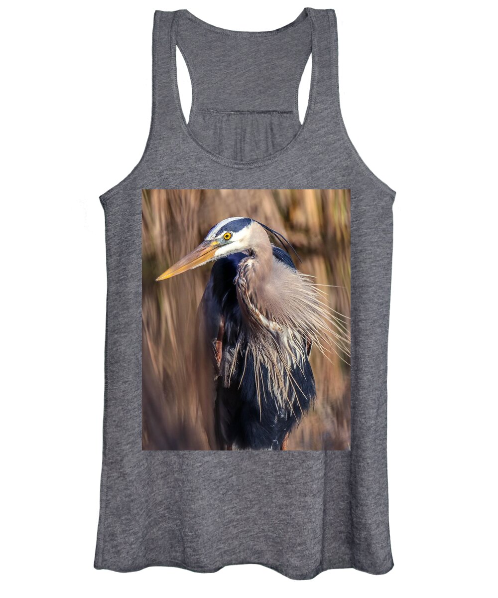 Bird Women's Tank Top featuring the photograph Great Blue Heron Portrait I by Susan Rydberg