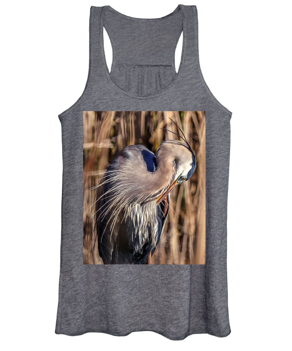 Bird Women's Tank Top featuring the photograph Great Blue Heron Portrait IV by Susan Rydberg
