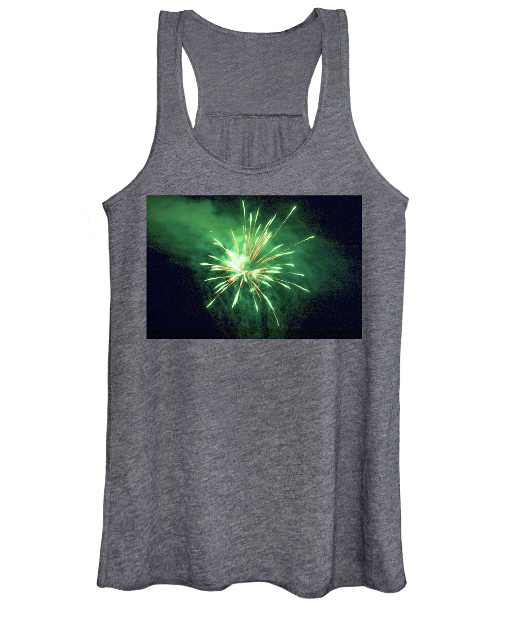 Green Women's Tank Top featuring the photograph Green Burst Firework Explosion by Ed Williams