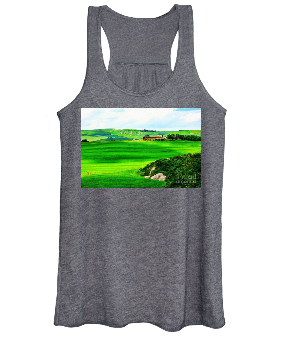 Tuscany Women's Tank Top featuring the photograph Green escape in Tuscany by Ramona Matei