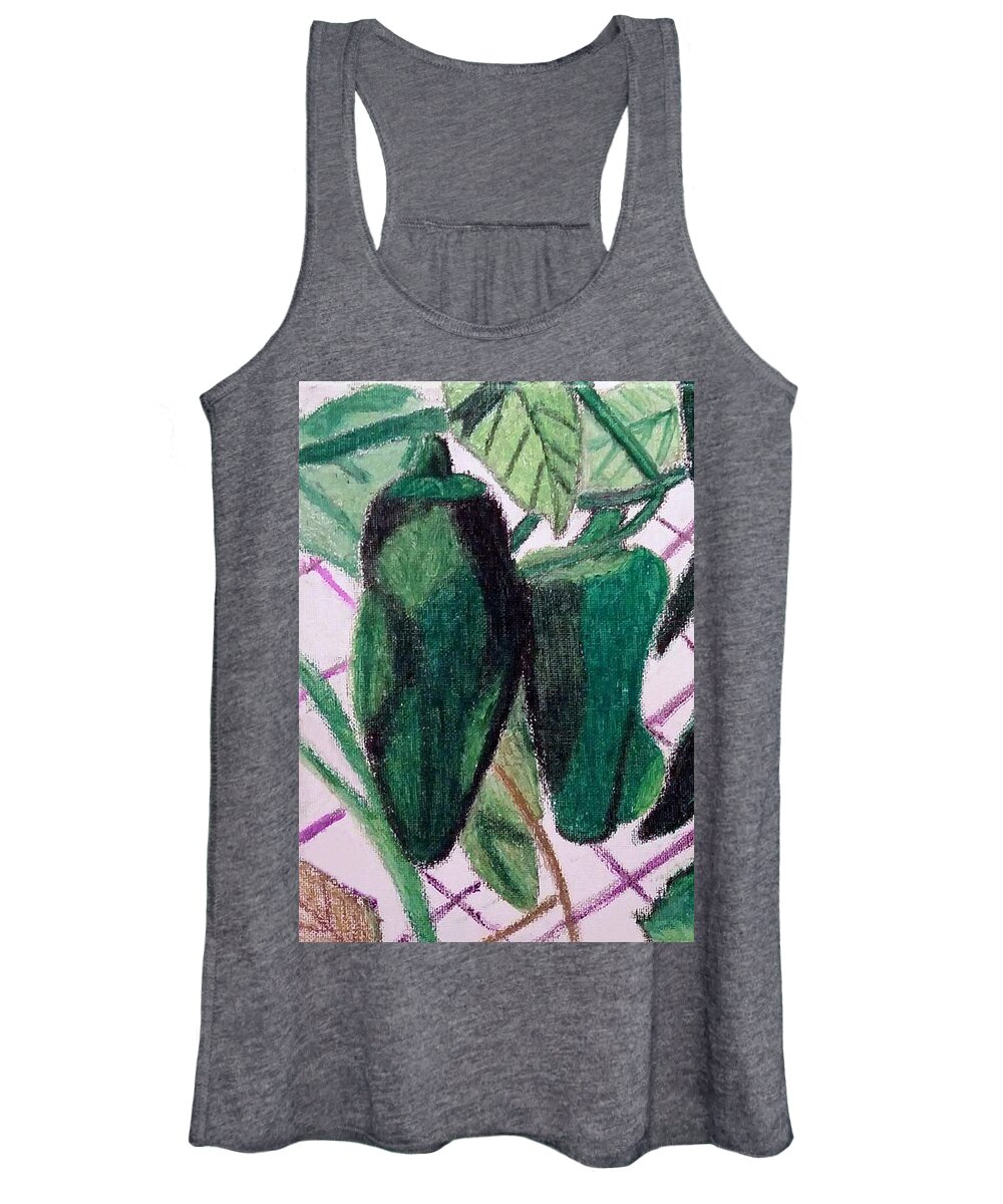 Peppers Women's Tank Top featuring the pastel Green Peppers by Ali Baucom