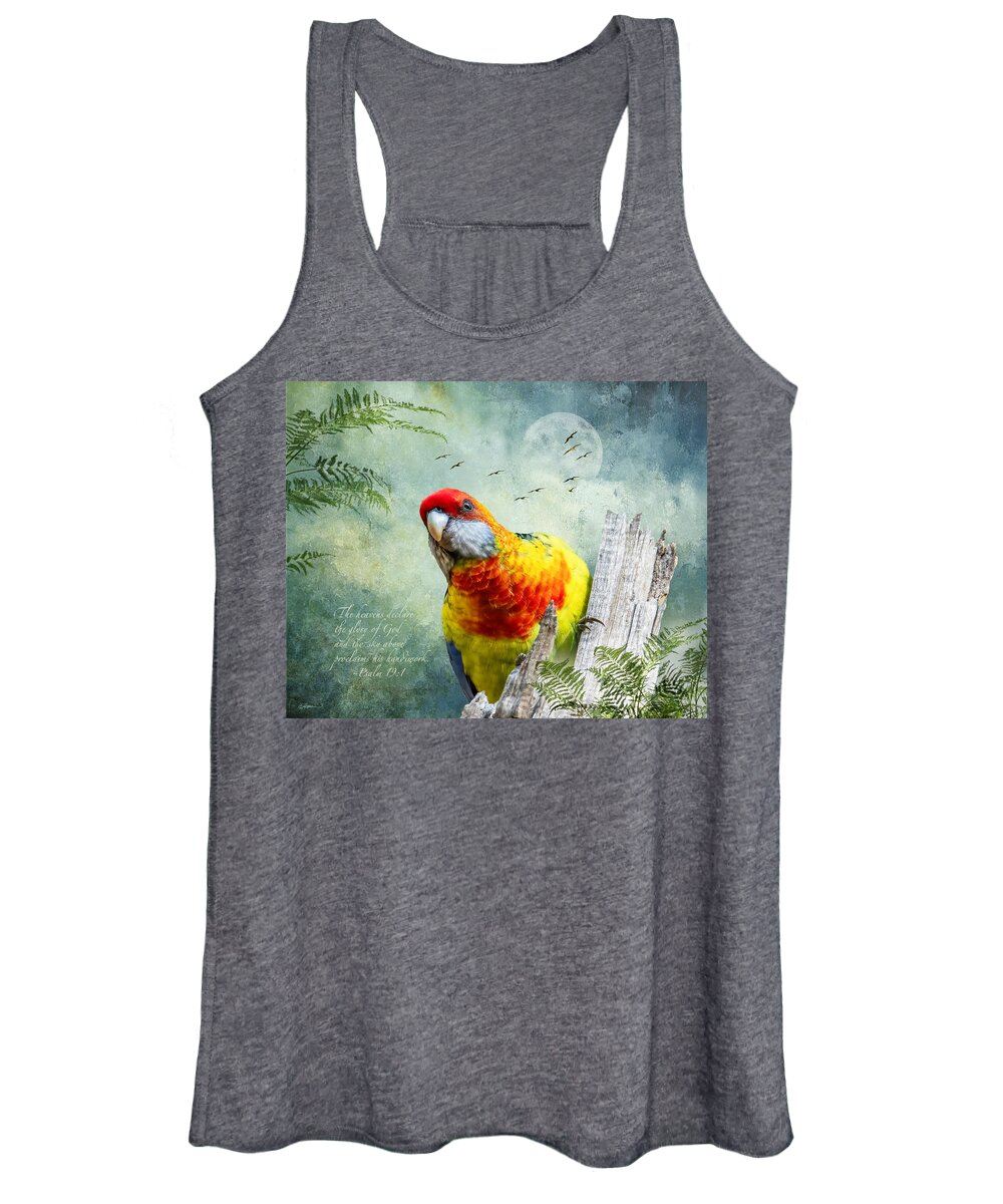 Parrot Women's Tank Top featuring the digital art Green Rosella Hybrid, of Tasmania by Cindy Collier Harris