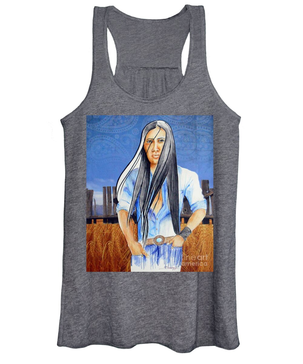 Hair Women's Tank Top featuring the mixed media Hair Down to There, Long Beautiful Hair by Jayne Somogy