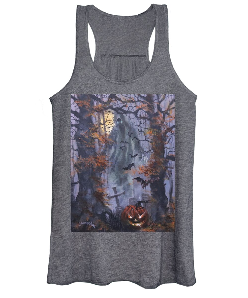 Halloween Specter Women's Tank Top featuring the painting Halloween Specter by Tom Shropshire