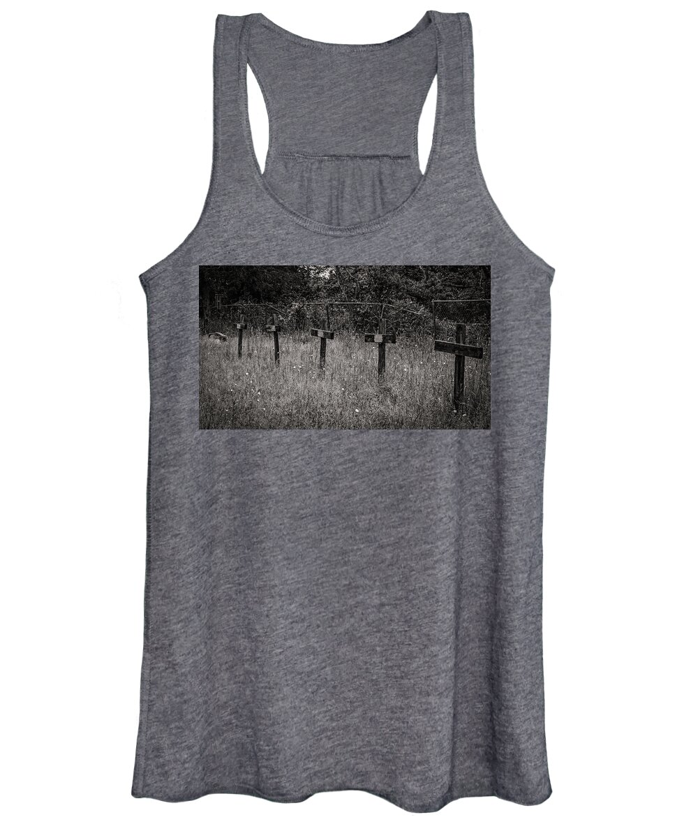 B&w Women's Tank Top featuring the photograph Hard Times, Hard Life by Mike Schaffner