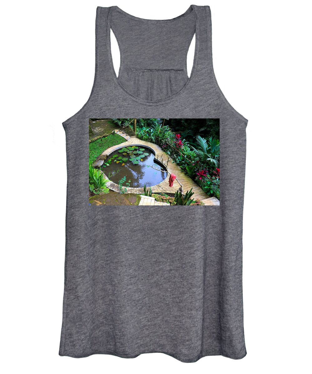 Heart Women's Tank Top featuring the digital art Heart-shaped pond with water lilies by Worldvibes1