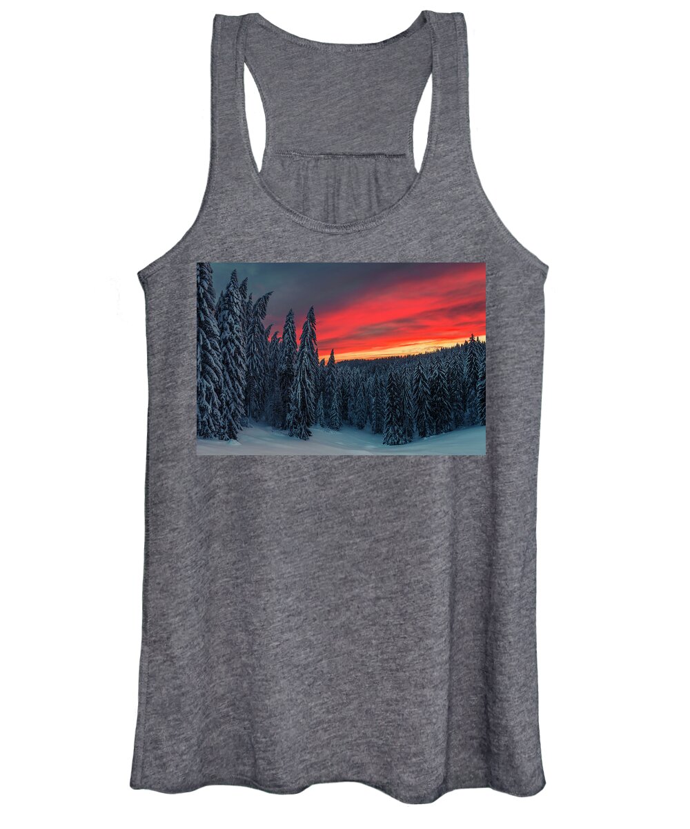 Bulgaria Women's Tank Top featuring the photograph Heavens In Flames by Evgeni Dinev