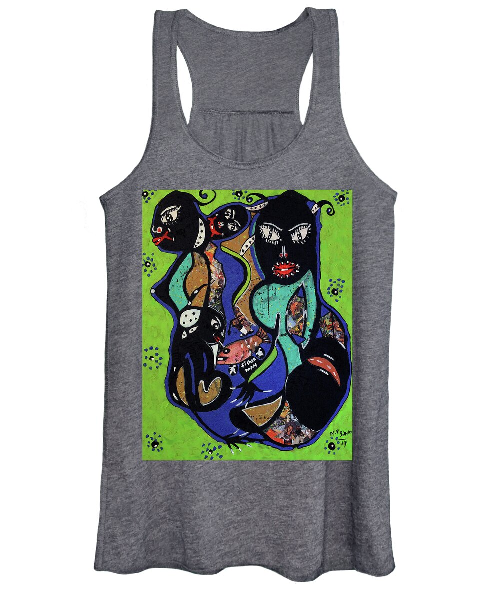 Soweto Women's Tank Top featuring the painting Hello There by Nkuly Sibeko