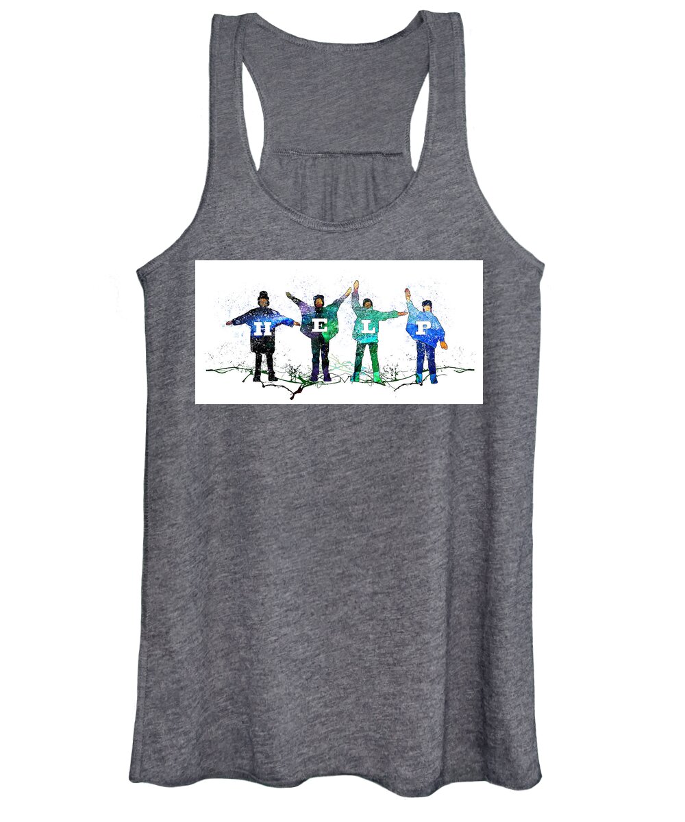 Watercolour Women's Tank Top featuring the painting Help The Beatles by Miki De Goodaboom