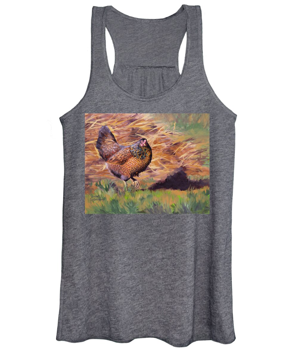 Chicken Women's Tank Top featuring the painting Hen by the Compost Pile by Jordan Henderson