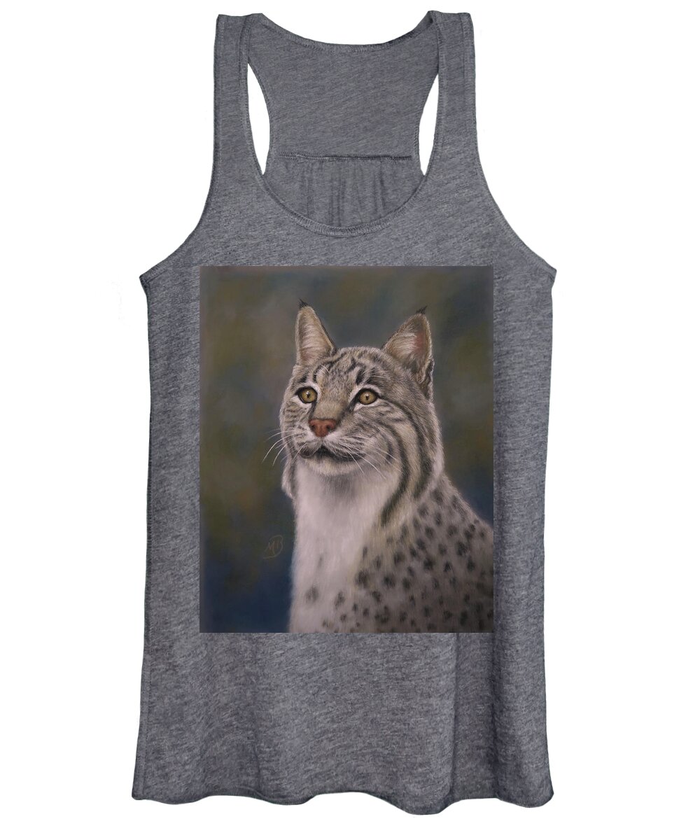 Bobcat Women's Tank Top featuring the painting Here Kitty, Kitty by Monica Burnette