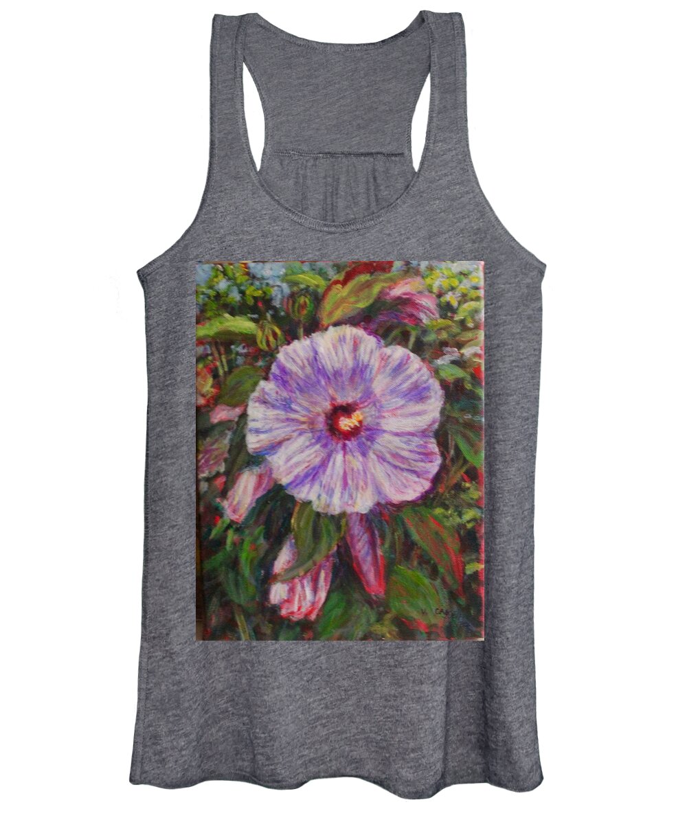 Flower Pink Flower Women's Tank Top featuring the painting Hibiscus by Veronica Cassell vaz