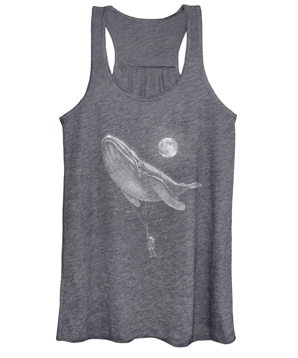 Whale Women's Tank Top featuring the digital art Hitching A Ride by Nicebleed