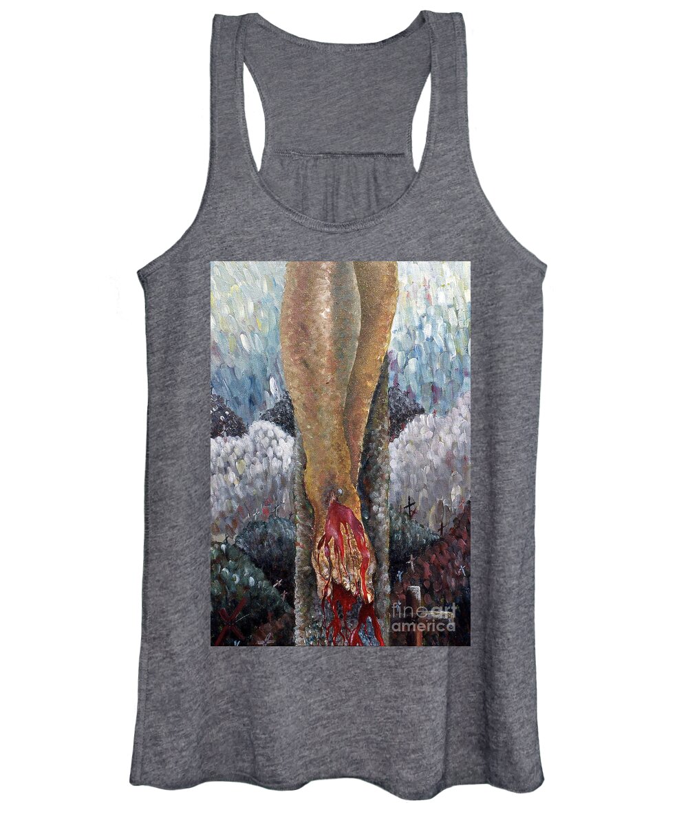 Feet On The Cross Women's Tank Top featuring the painting Holy Feet by Pamela Henry