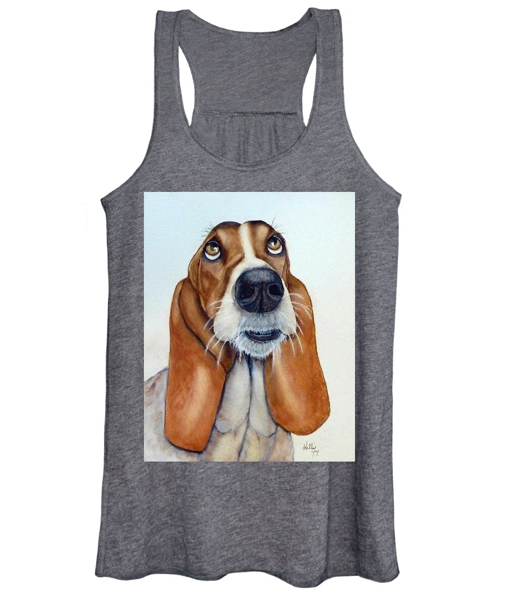 Basset Hound Women's Tank Top featuring the painting Hound Dog Eyes by Kelly Mills