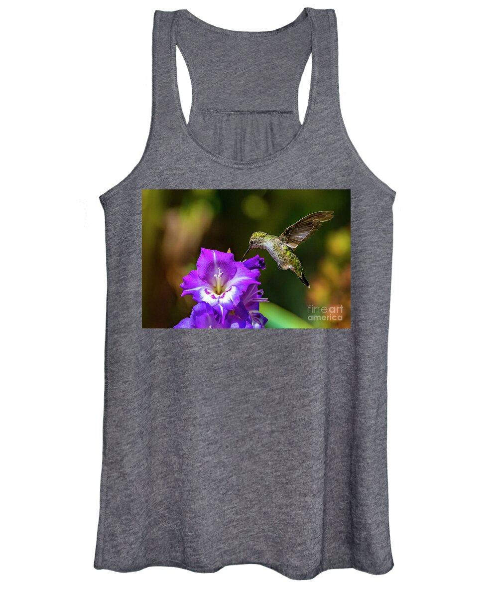 Hummingbird Women's Tank Top featuring the photograph Hummingbird and Flower by Rich Cruse