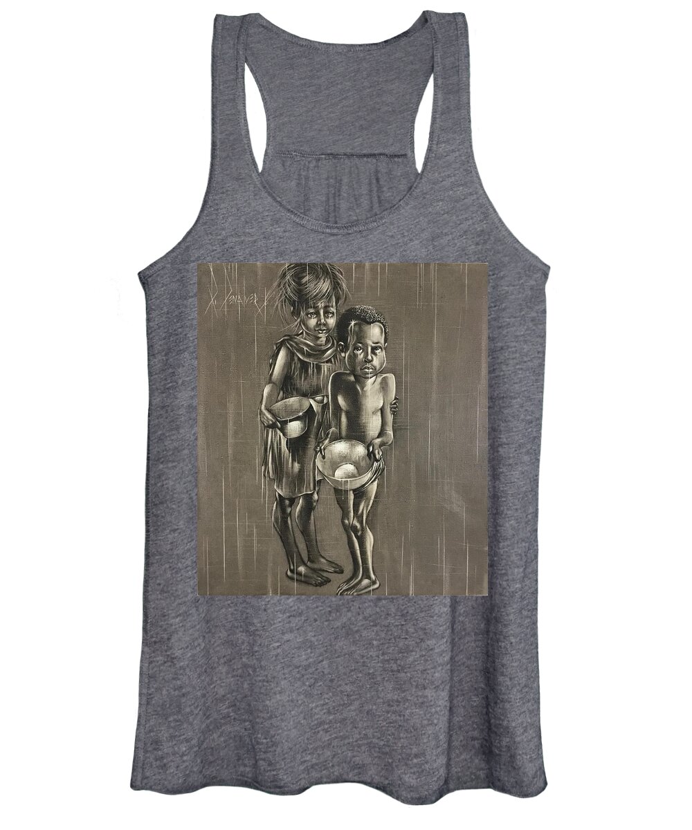 Ricardosart37 Women's Tank Top featuring the painting Hungry Children by Ricardo Penalver deceased