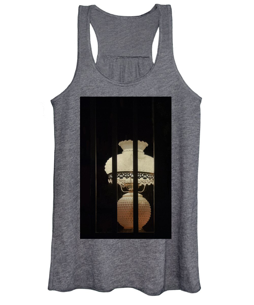 Lamp Women's Tank Top featuring the mixed media I Leave a Light On by Moira Law