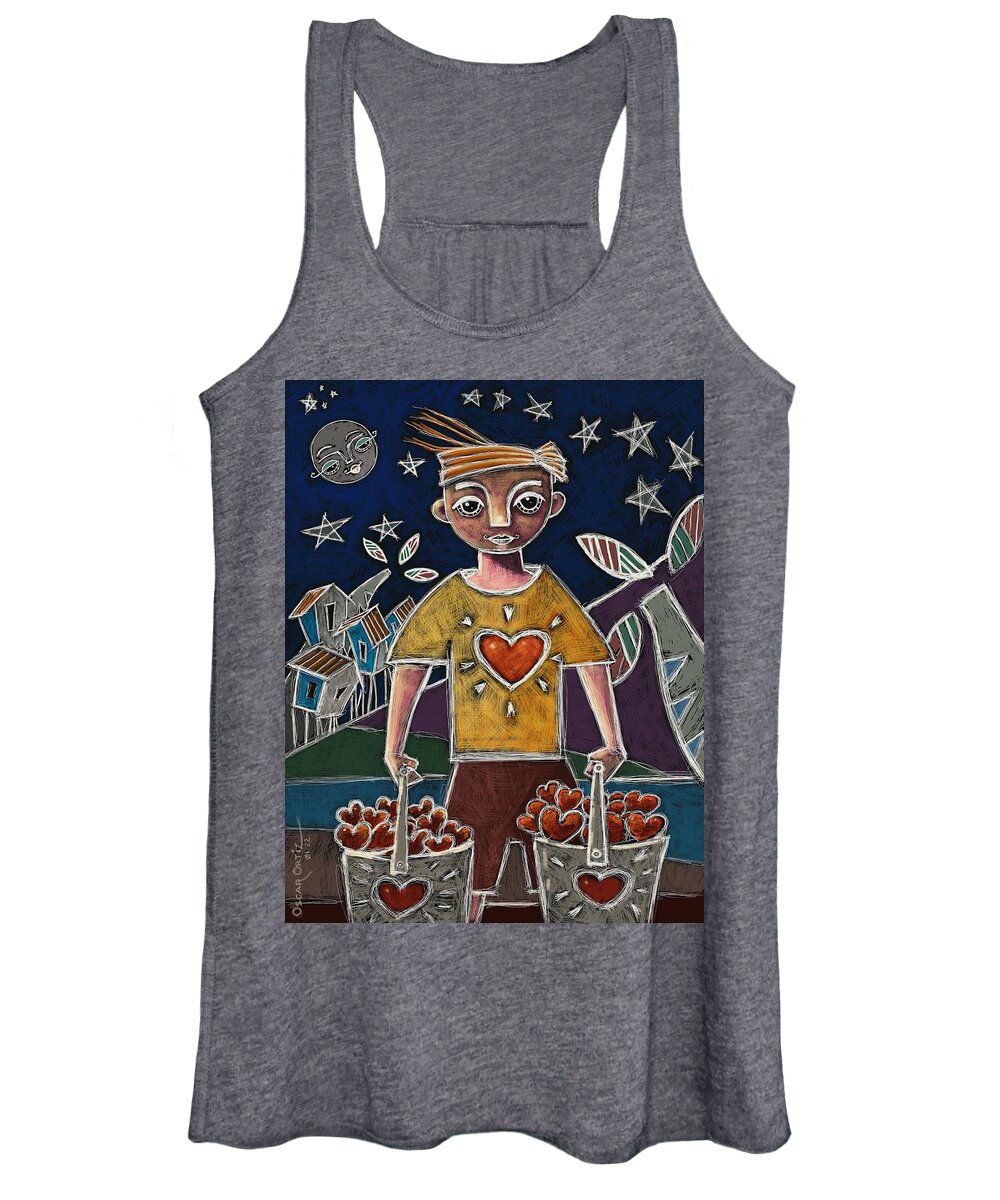 Love Women's Tank Top featuring the painting I Love U This Much by Oscar Ortiz