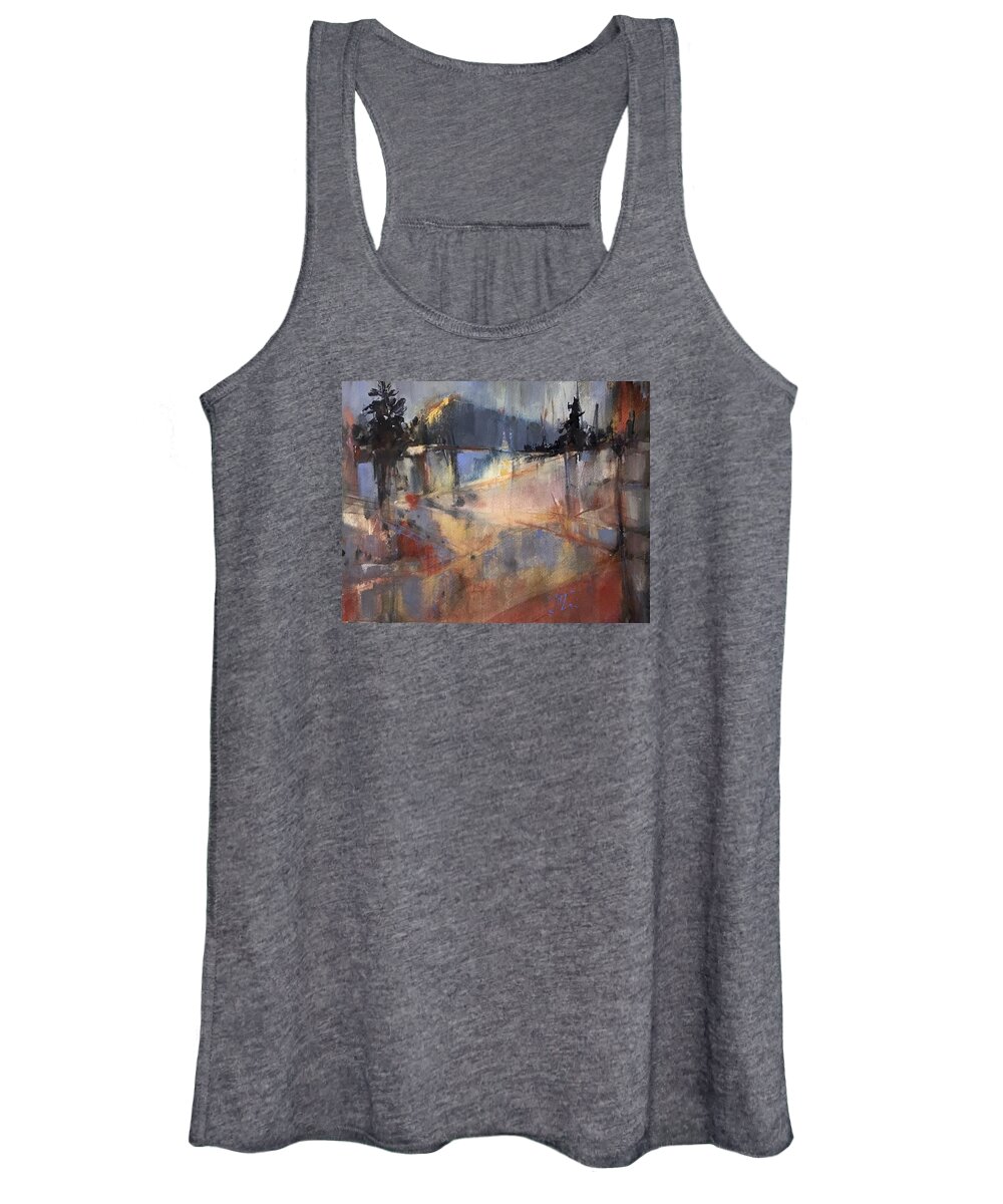 Abstract Women's Tank Top featuring the painting Ice Fractures by Judith Levins