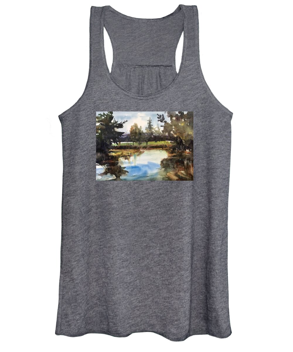 Landscape Women's Tank Top featuring the painting In still Water we can See by Judith Levins