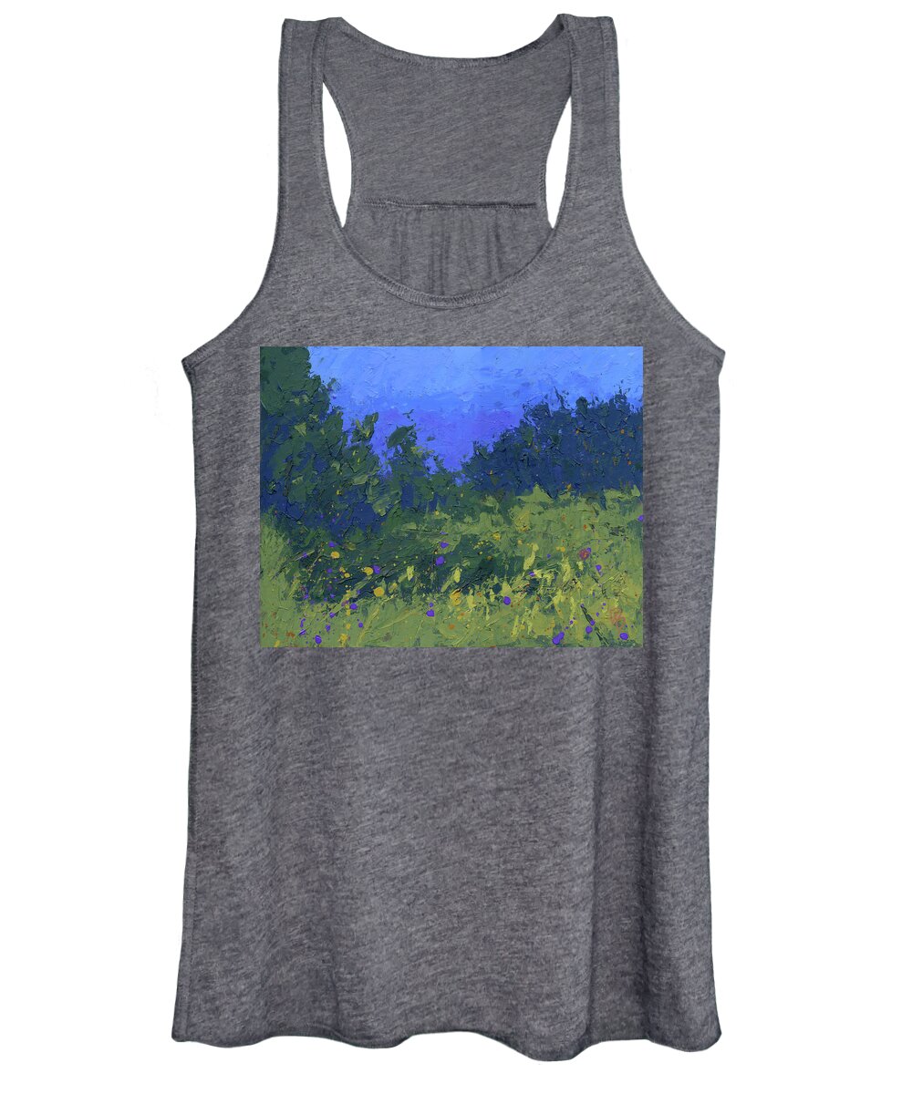 Nature Women's Tank Top featuring the painting Infinite Greens by David King Studio
