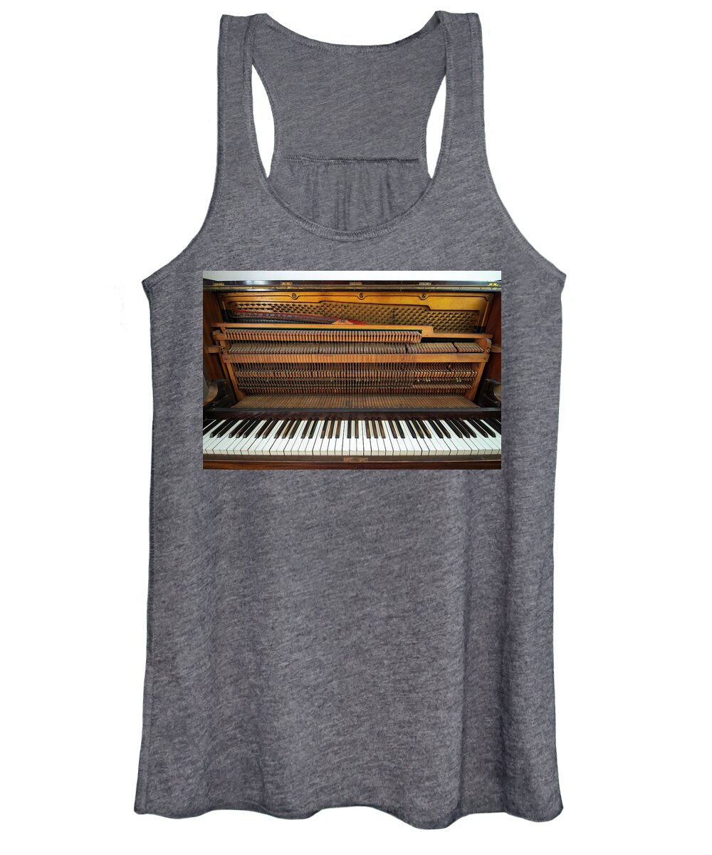 Piano Women's Tank Top featuring the photograph Inside The Old Piano 1 by Tom Conway
