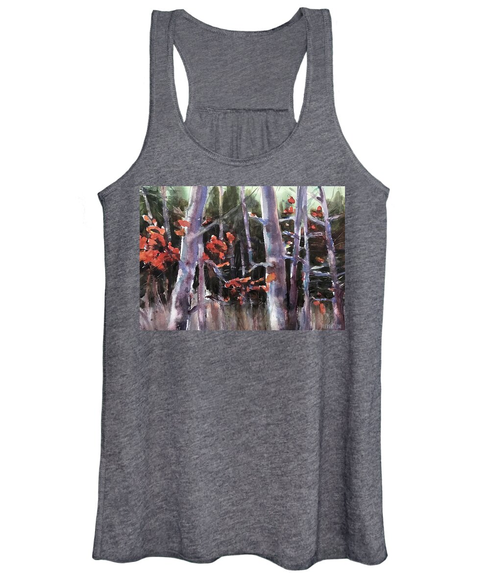 Forest Women's Tank Top featuring the painting Into the Woods by Judith Levins