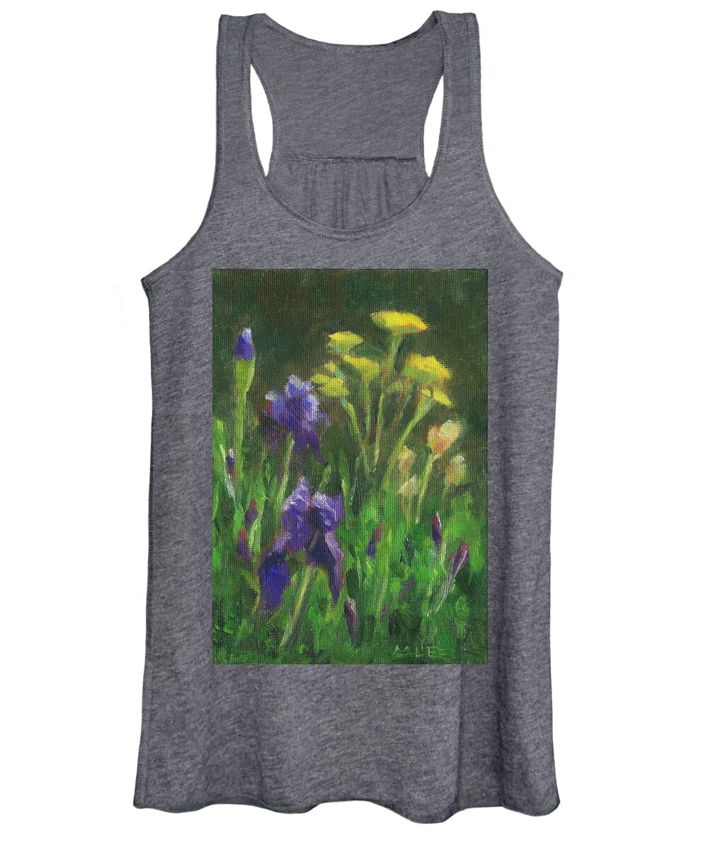 Iris Women's Tank Top featuring the painting Irises and Yarrows by Marlene Lee