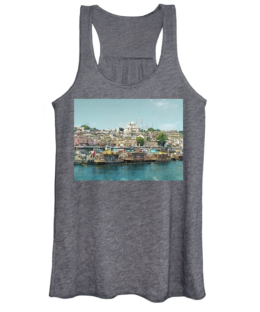 Istanbul Women's Tank Top featuring the photograph Istanbul. View from Galata Bridge. by Alex Mir