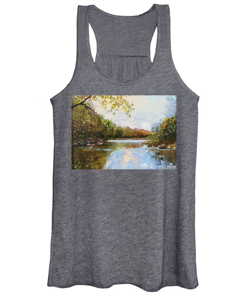 Fall Trees Women's Tank Top featuring the painting It's Fall in New England by Judy Rixom