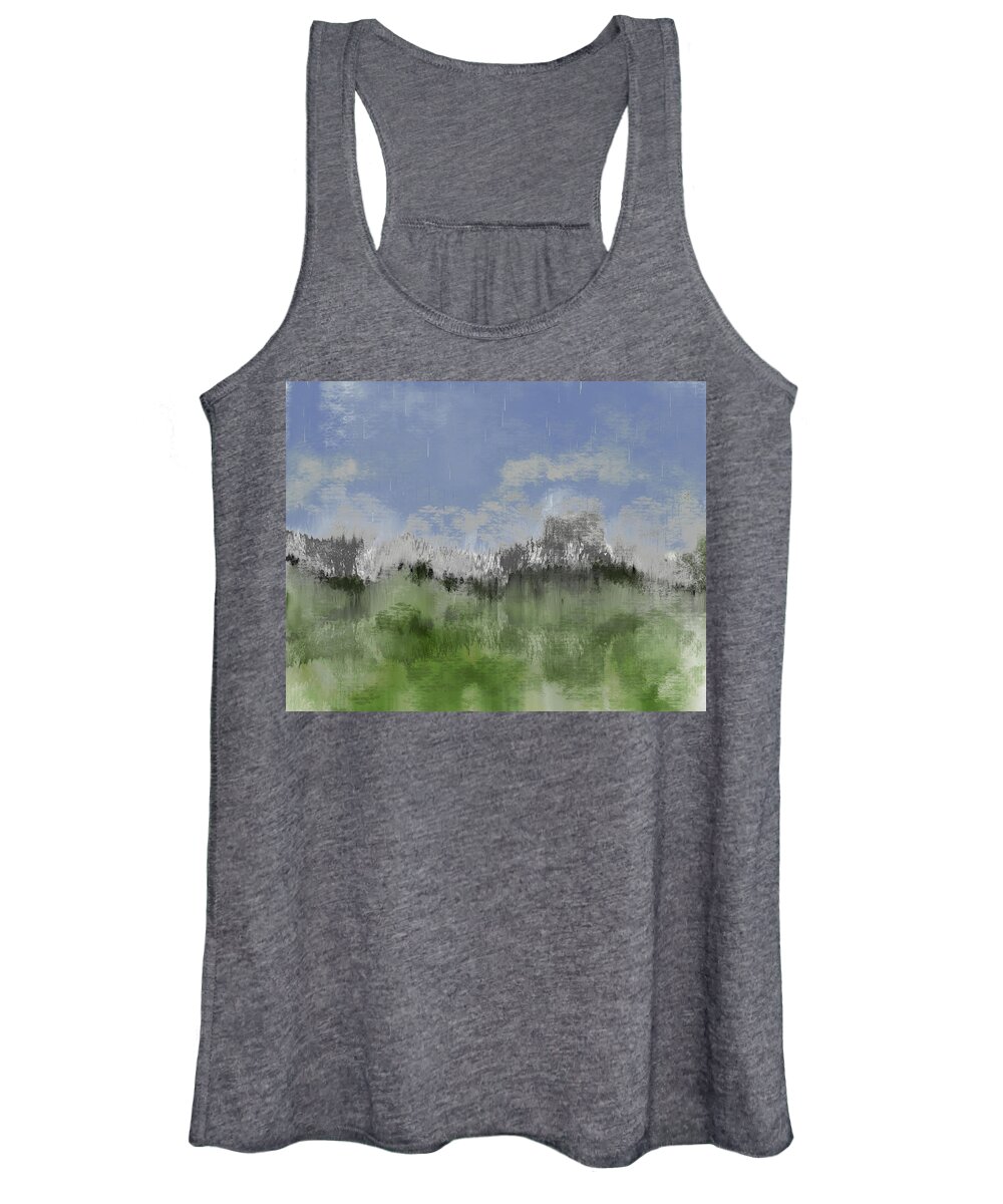 Central Park Women's Tank Top featuring the digital art It's Raining in Central Park by Alison Frank