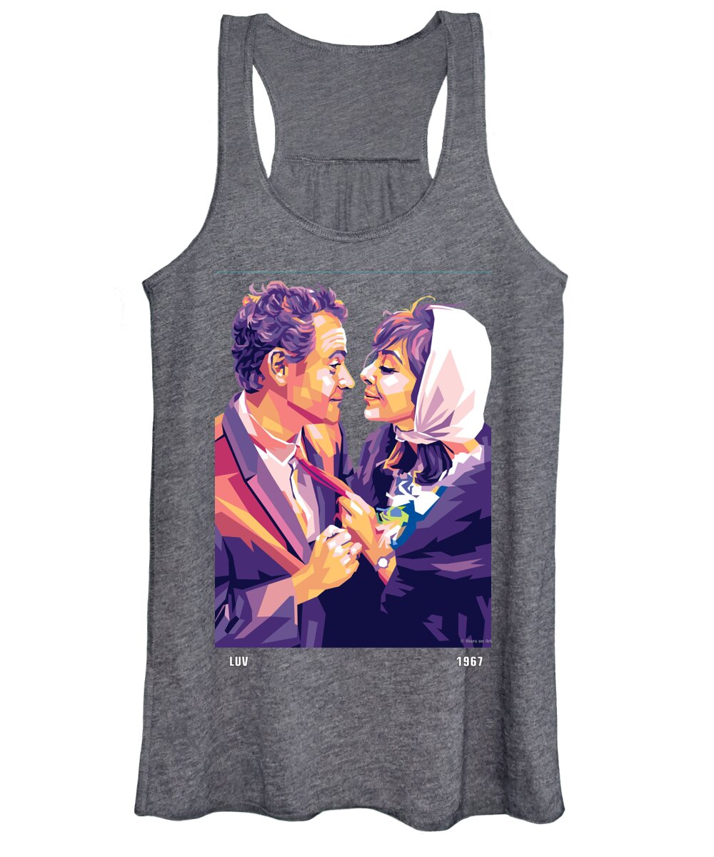 Jack Lemmon Women's Tank Top featuring the digital art Jack Lemmon and Elaine May by Movie World Posters