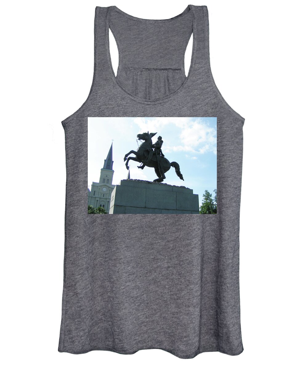 Taken In Jackson Square In The French Quarter Women's Tank Top featuring the photograph Jackson's Statue by Heather E Harman