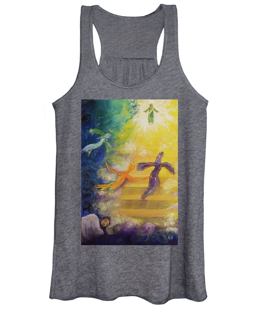 Angels Women's Tank Top featuring the painting Jacob's Ladder by Evelyn Snyder