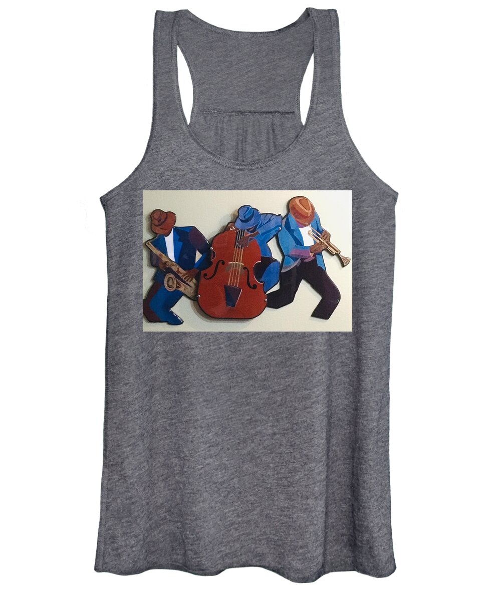 Music Women's Tank Top featuring the mixed media Jazz Ensemble III by Bill Manson