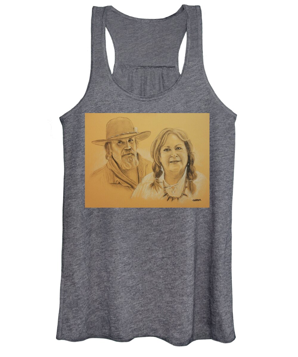 Couple Women's Tank Top featuring the drawing Jeff and Teri by Todd Cooper