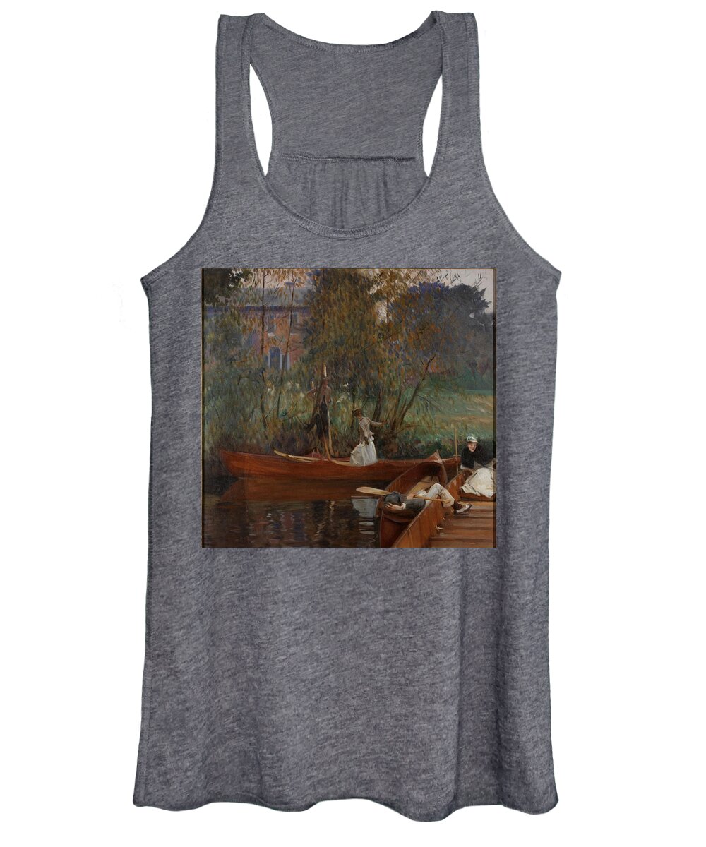  Women's Tank Top featuring the painting John Singer Sargent - A Boating Party by Les Classics
