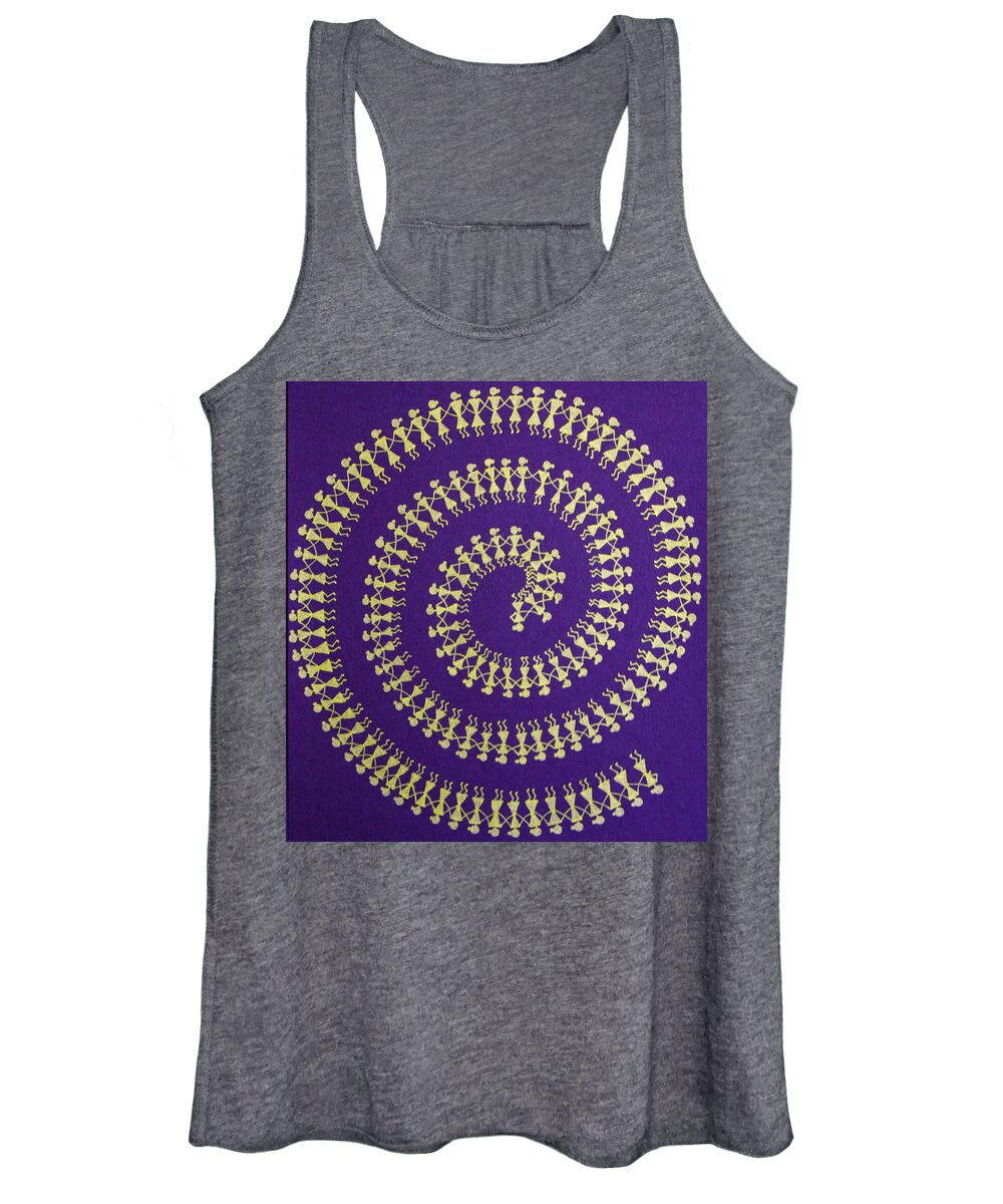 Violet Women's Tank Top featuring the painting Joy - Violet Gold by Bnte Creations