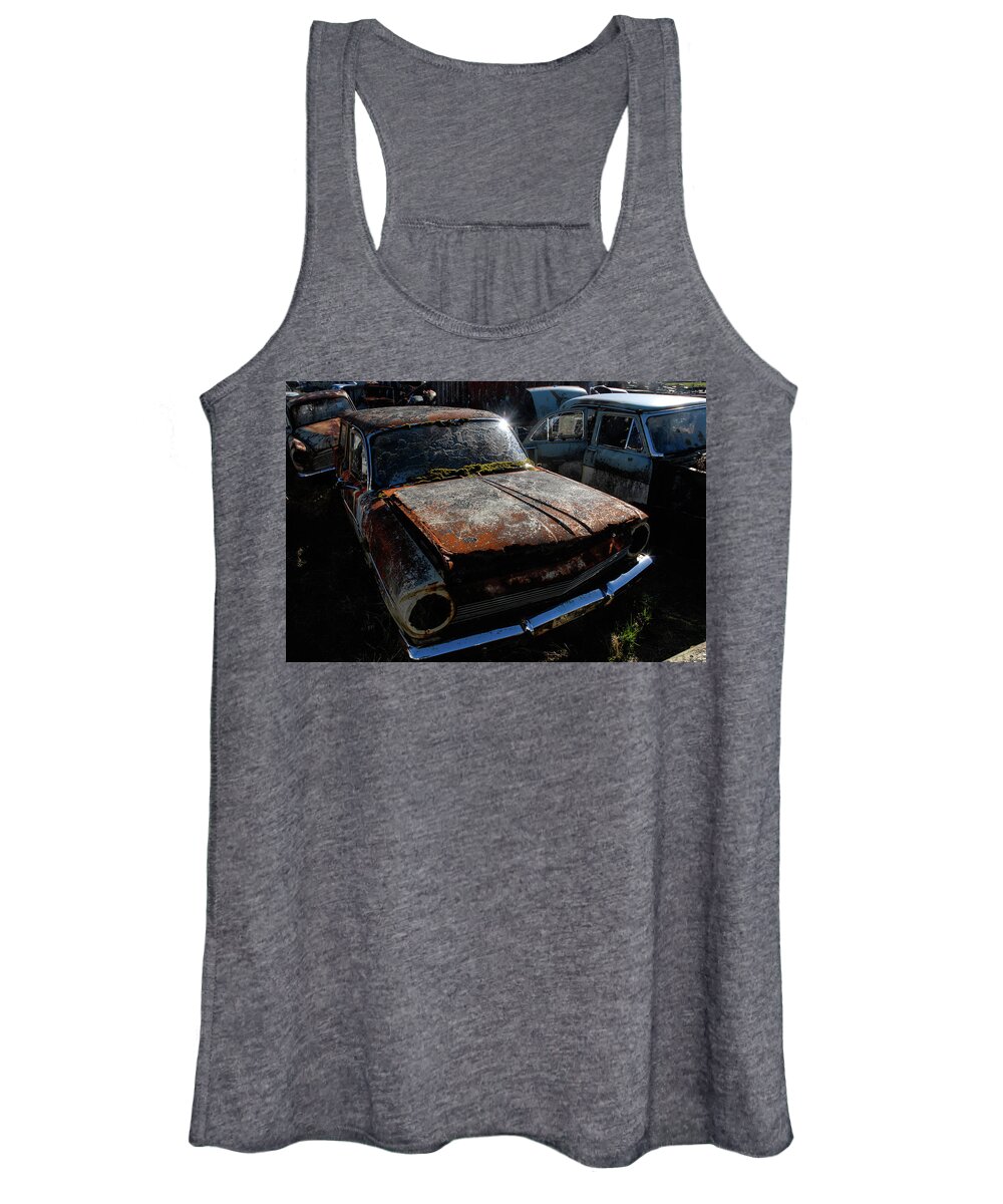 Wrecking Yard Women's Tank Top featuring the photograph The Junkyard Diaries III - Smash Palace, North Island, New Zealand by Earth And Spirit