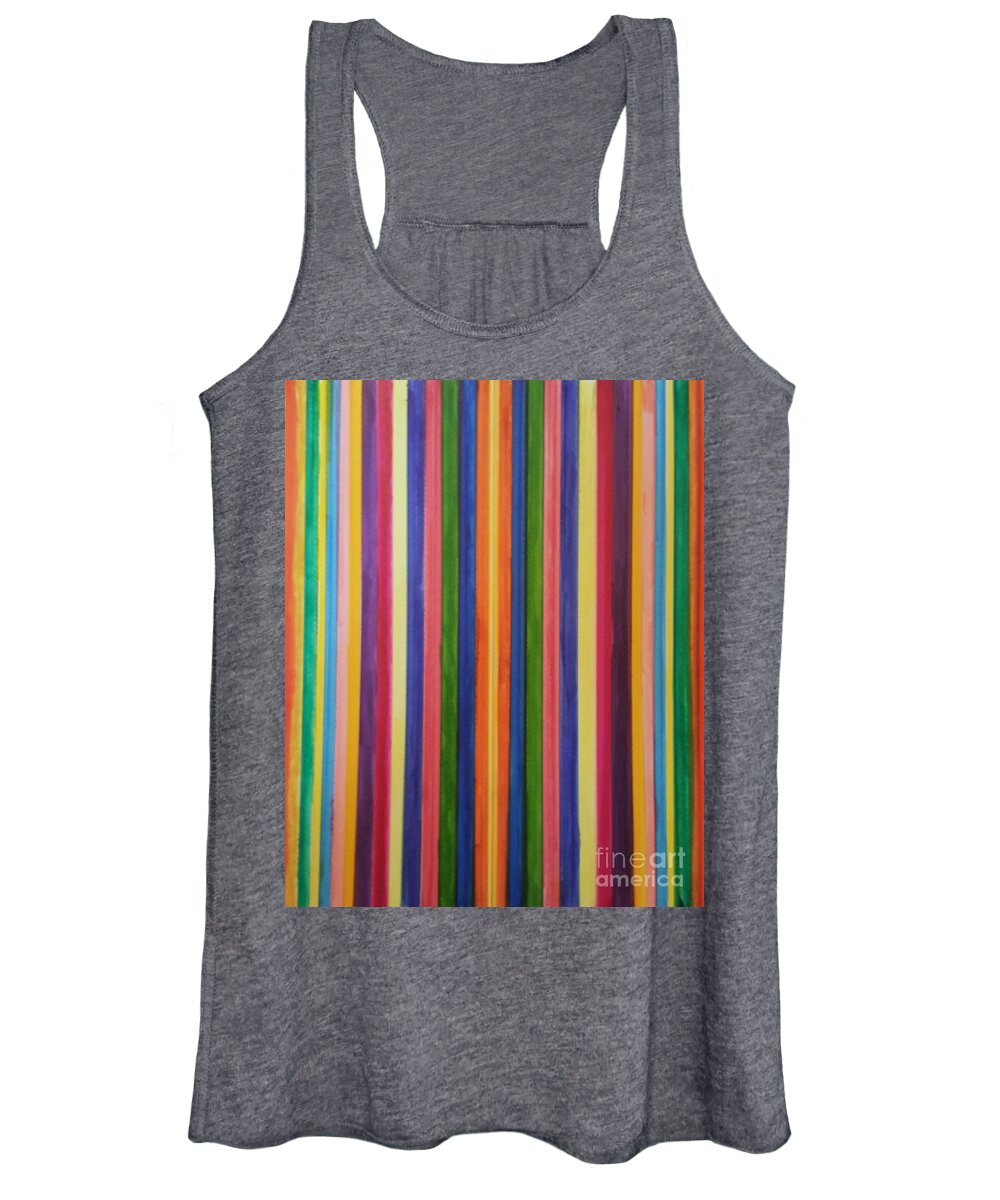 Watercolor Lines Women's Tank Top featuring the painting Just Bleeding Colors by Elizabeth Mauldin