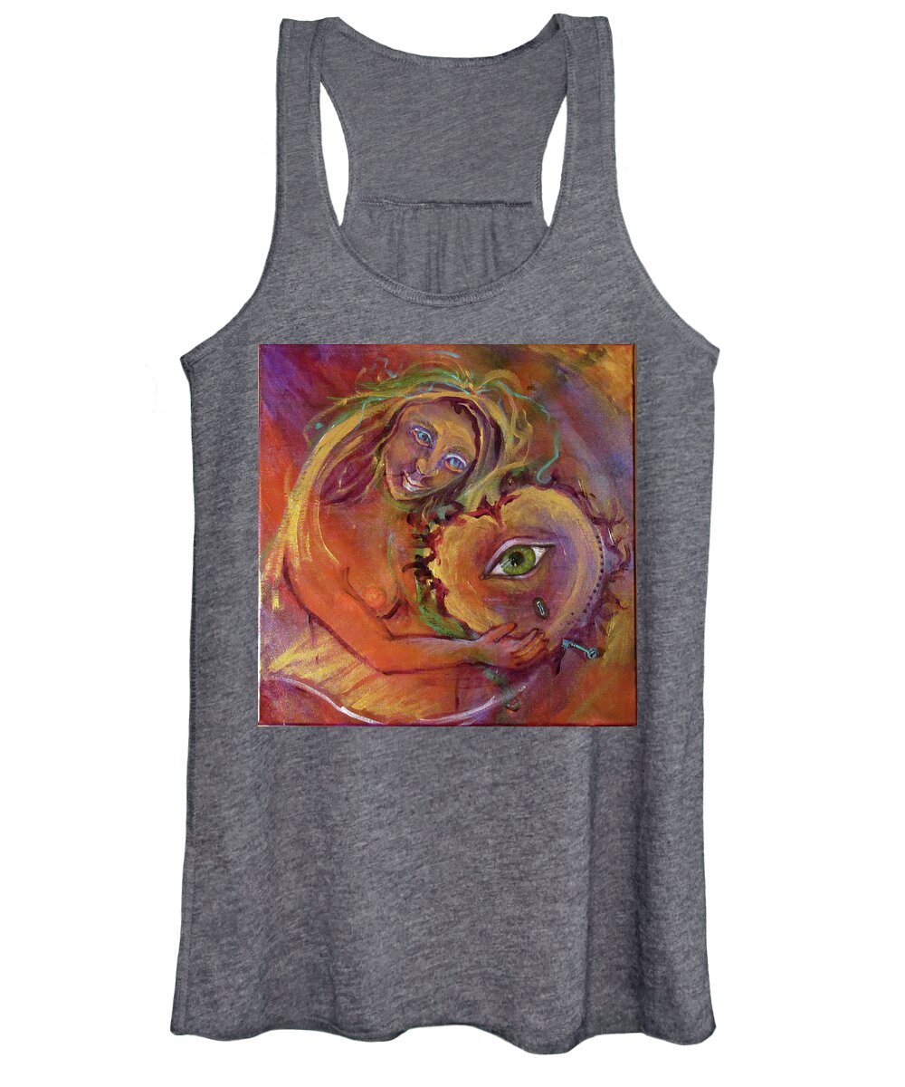 Hearts Women's Tank Top featuring the painting Keys to Healing Broken Hearts Speaking to our Heart by Feather Redfox