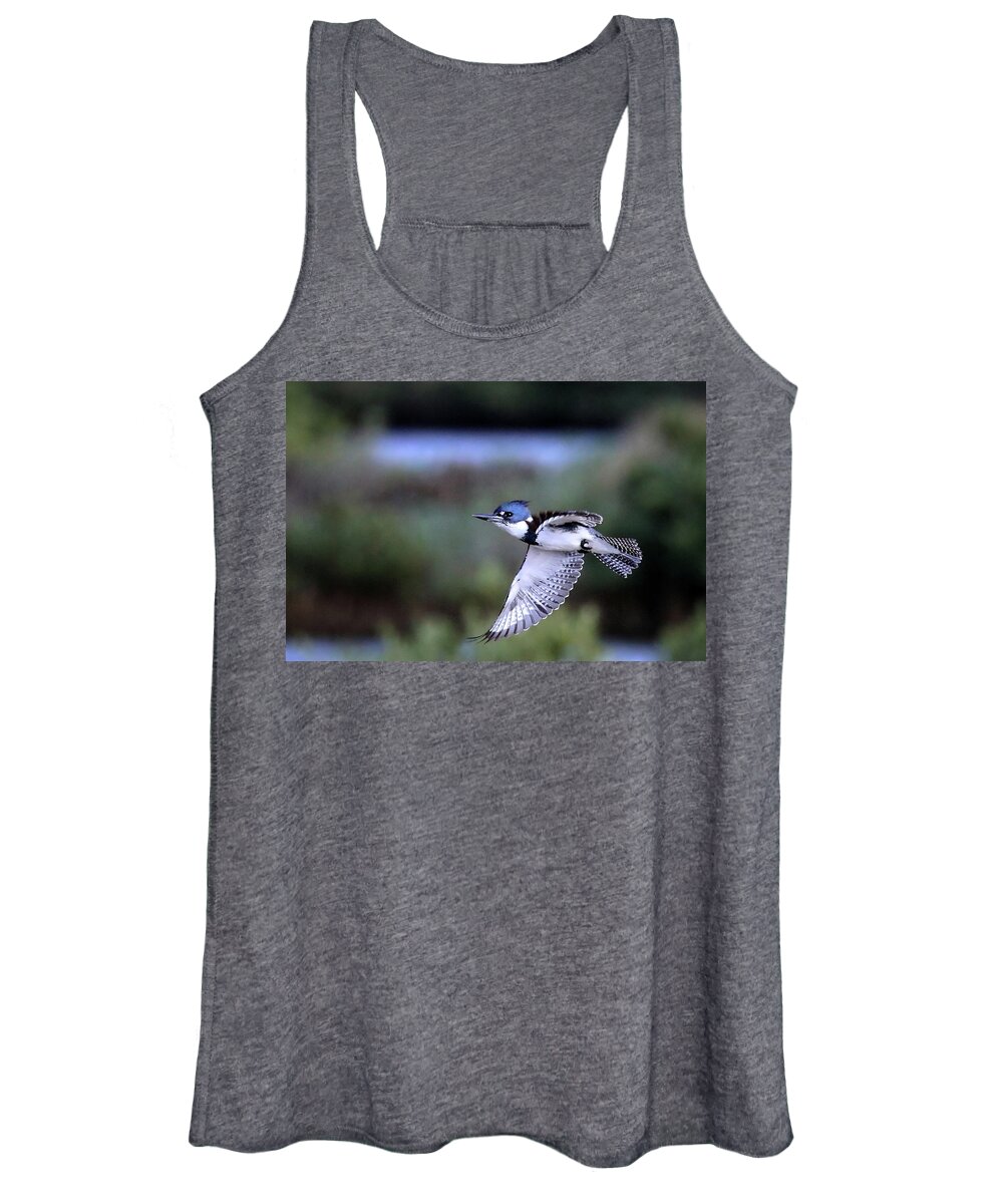 Kingfisher Women's Tank Top featuring the photograph Kingfisher in Flight by Jaki Miller