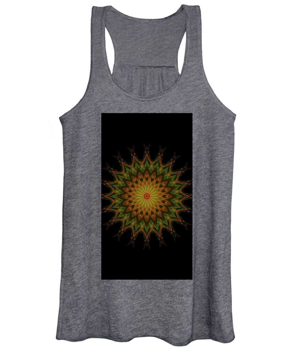 This Mandala Features A Vibrant And Colorful Fall Scene Women's Tank Top featuring the digital art Kosmic Kreation Fall Mandala by Michael Canteen